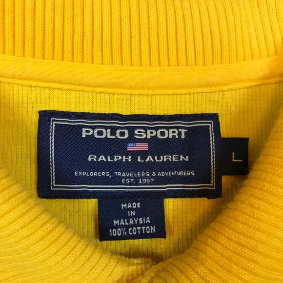 Polo Sport Ralph Lauren Men’s Vintage Casual Solid Yellow Polo Shirt Size Large - Picture 3 of 6